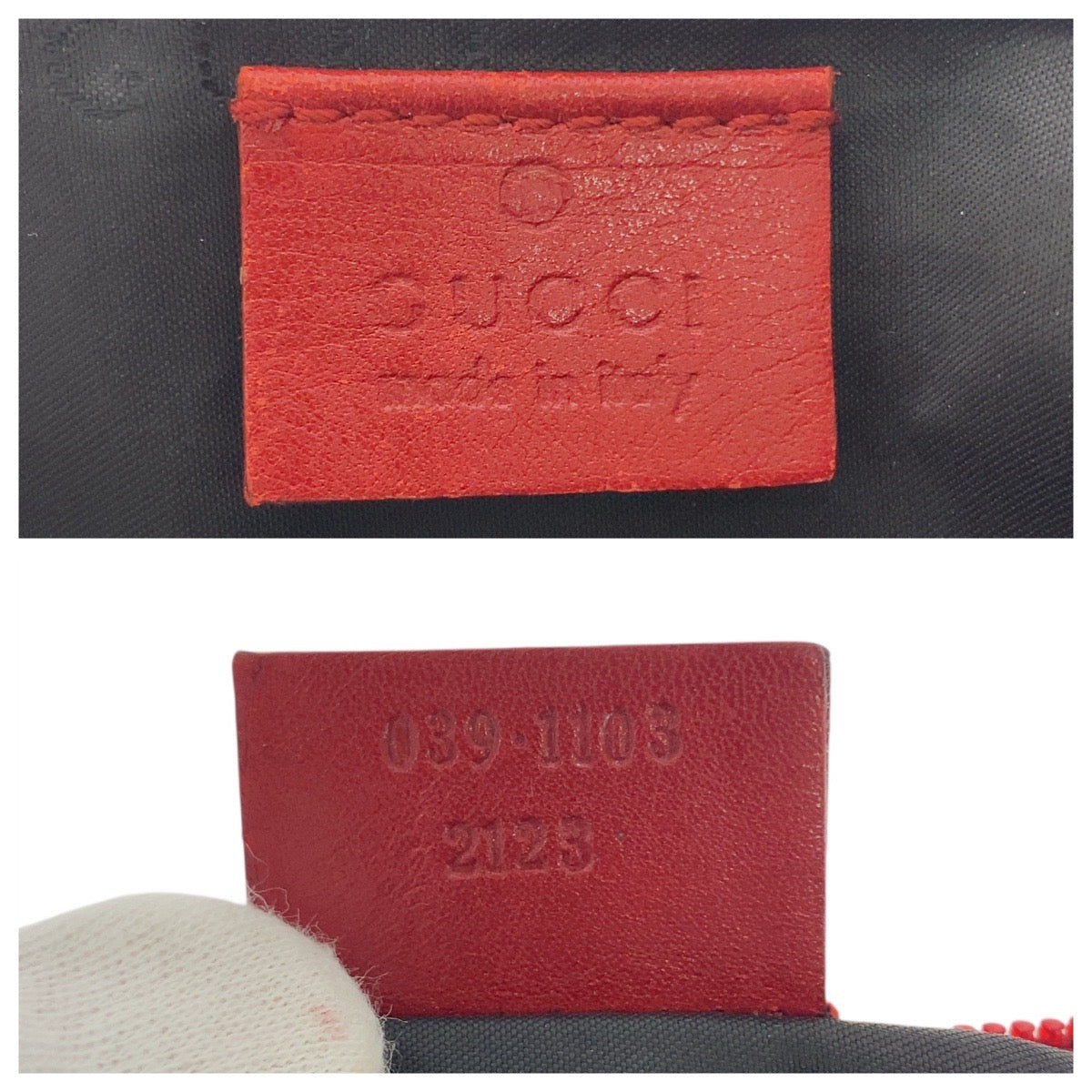 20244
GUCCI Red Silver Hardware GG Canvas 039 1108 Handbag Accessory Pouch Ladies ABP32