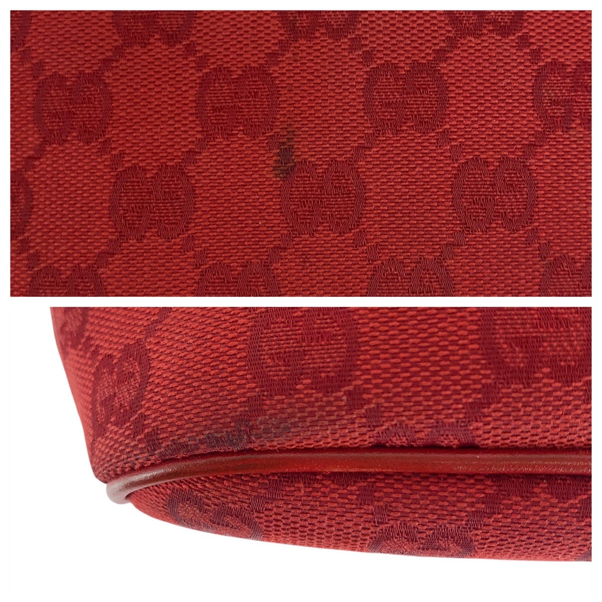 20244
GUCCI Red Silver Hardware GG Canvas 039 1108 Handbag Accessory Pouch Ladies ABP32