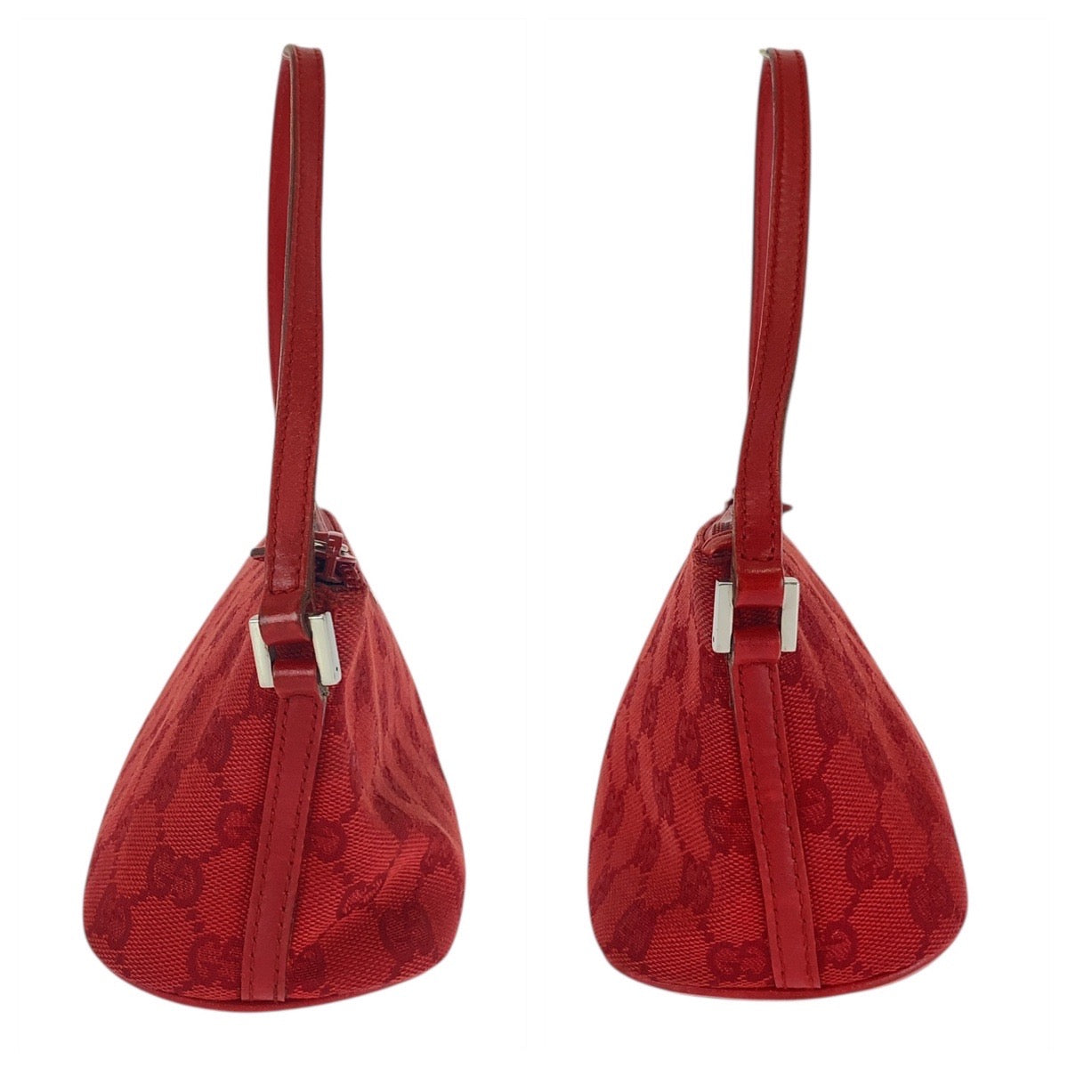 20244
GUCCI Red Silver Hardware GG Canvas 039 1108 Handbag Accessory Pouch Ladies ABP32