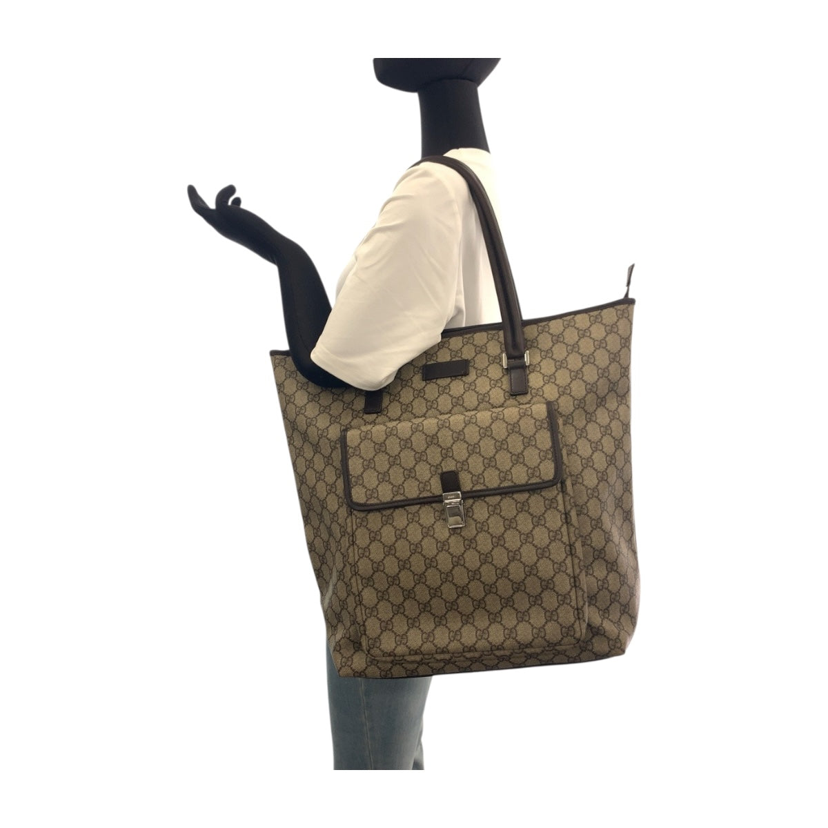 20247
GUCCI グッチ ベージュ ブラウン シルバー金具 GGスプリームキャンバス 108832 トートバッグ ショルダーバッグ レディース ABP37
