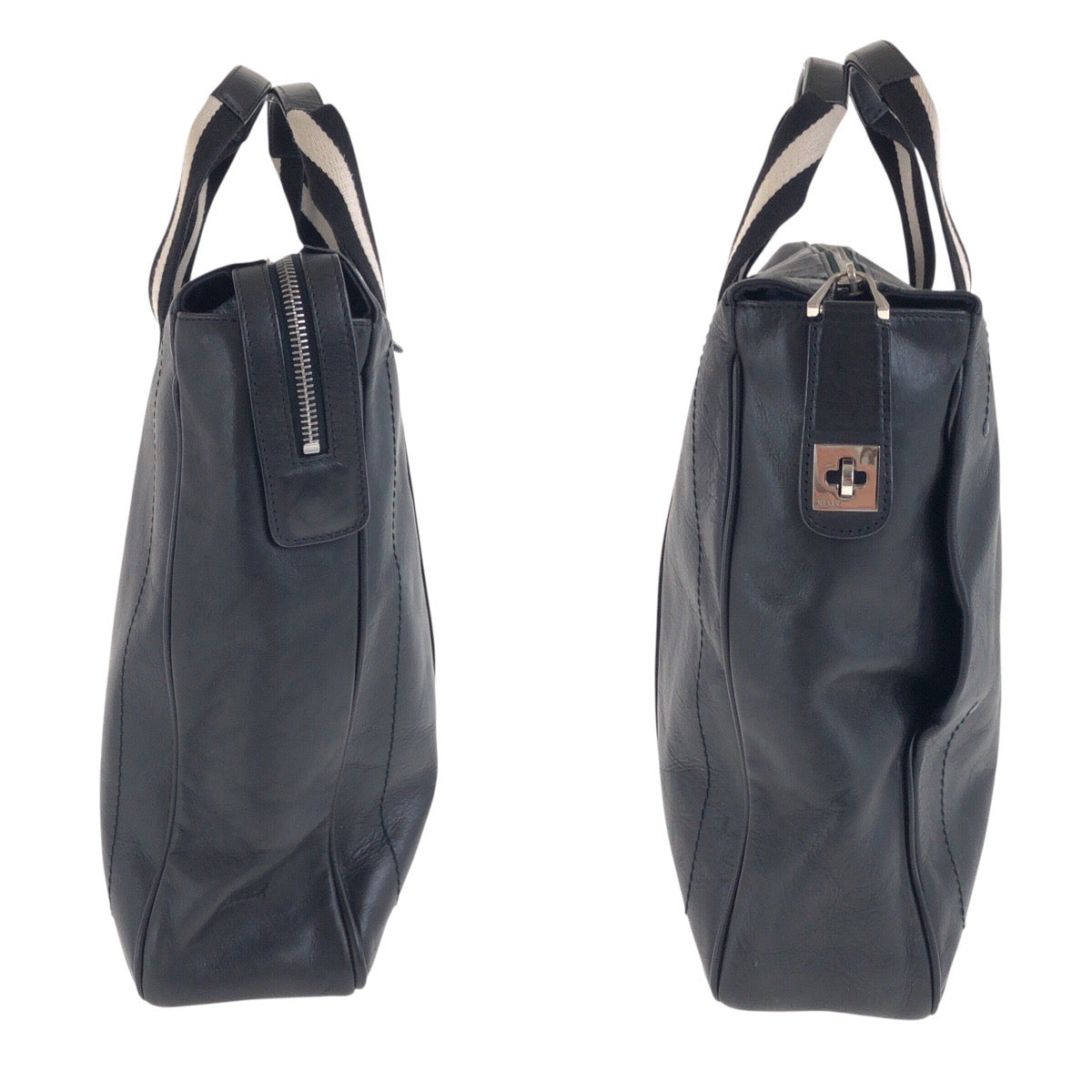 20248
BALLY バリー トレインスポッティング ブラック 黒 ホワイト シルバー金具 レザー / キャンバス ビジネスバッグ ブリーフケース メンズ ABP23