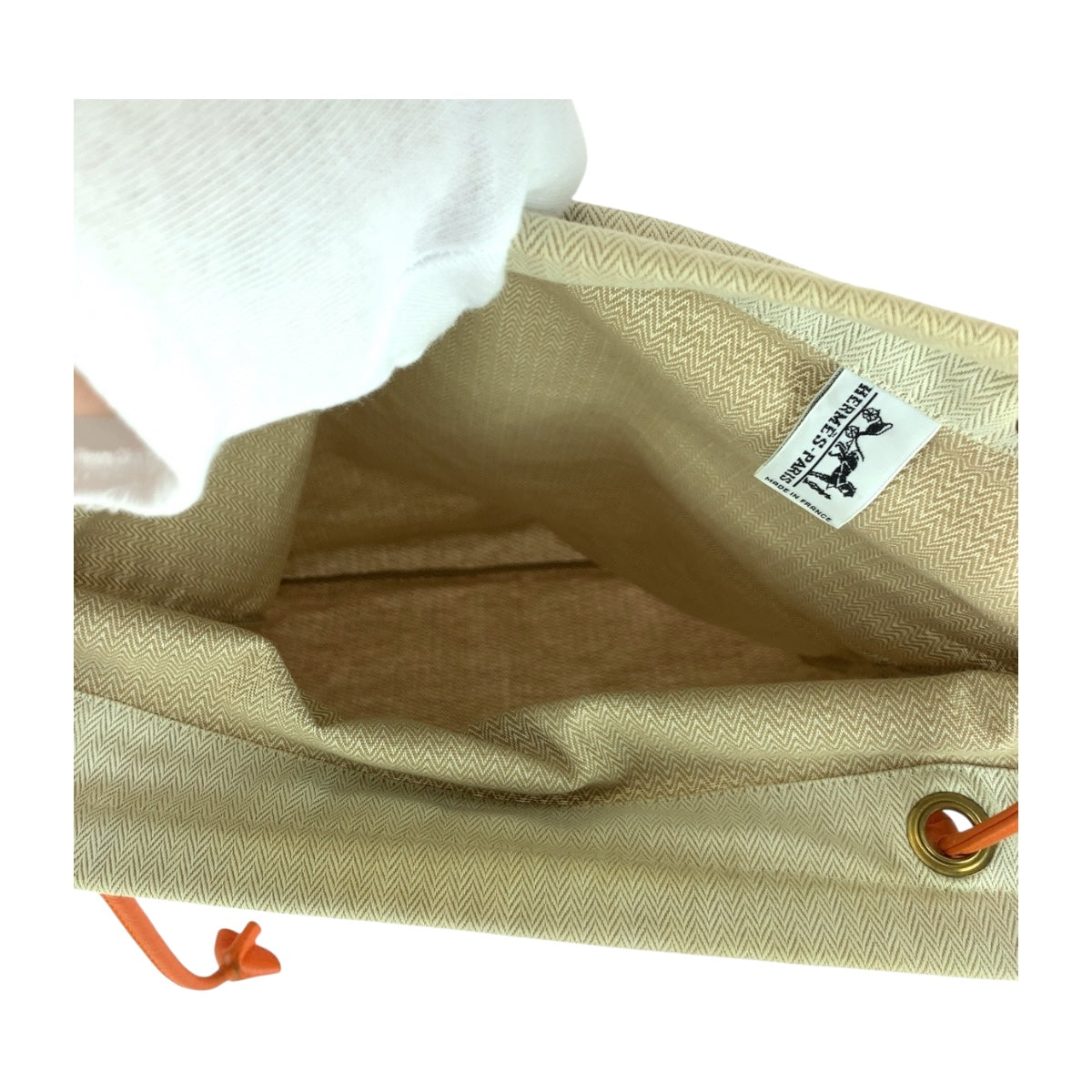 20249
HERMES エルメス アリーヌGM ホワイト オレンジ ゴールド金具 キャンバス / トワルシェブロン トートバッグ ショルダーバッグ レディース AB30