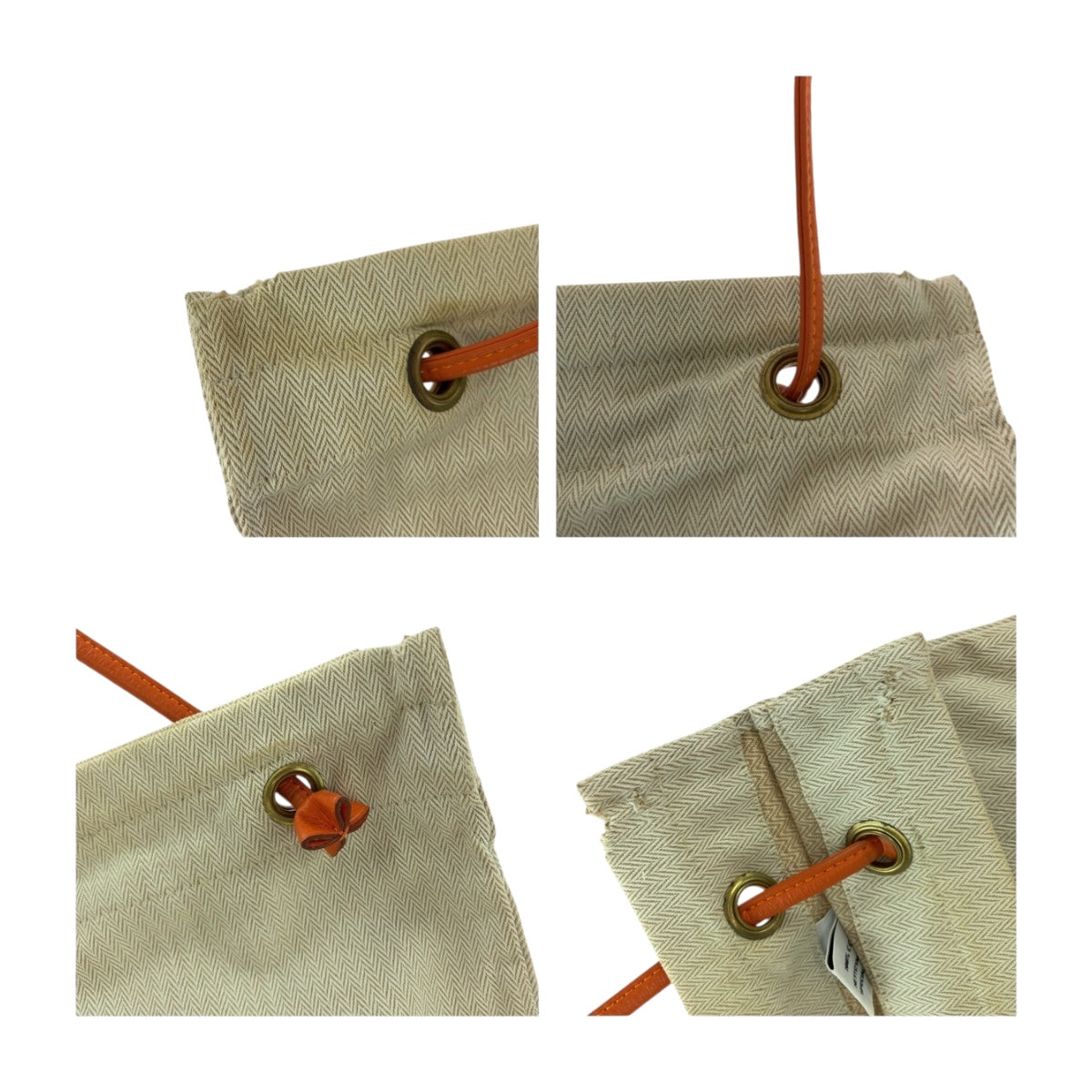 20249
HERMES エルメス アリーヌGM ホワイト オレンジ ゴールド金具 キャンバス / トワルシェブロン トートバッグ ショルダーバッグ レディース AB30