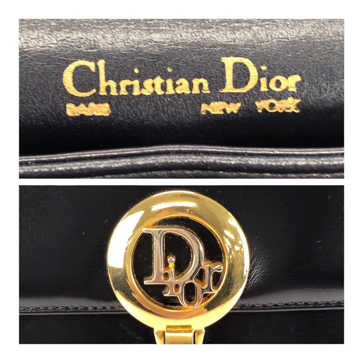 20251
Dior ディオール ヴィンテージ ブラック 黒 ゴールド金具 レザー ショルダーバッグ ポシェット レディース AB28