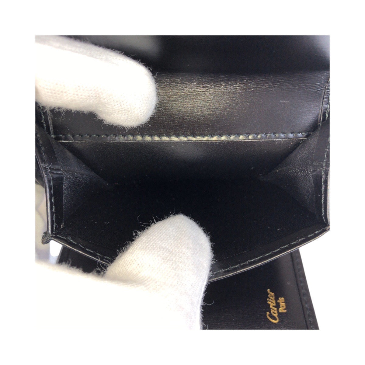 20253
CARTIER カルティエ パンテール パンサー ブラック 黒 ゴールド 金具 カーフ 三つ折り財布 折財布 コンパクトウォレット レディース SA35