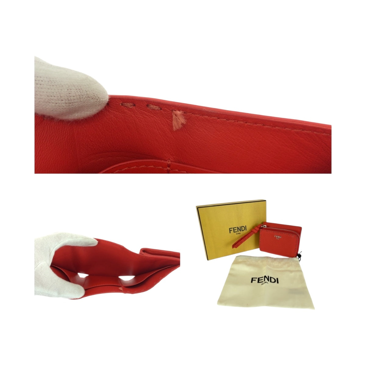 20255
FENDI フェンディ ピーカブー マイクロ レッド シルバー金具 レザー 8M0499 ARC1 折財布 コンパクトウォレット レディース A29