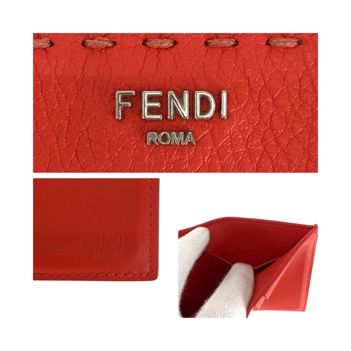 20255
FENDI フェンディ ピーカブー マイクロ レッド シルバー金具 レザー 8M0499 ARC1 折財布 コンパクトウォレット レディース A29