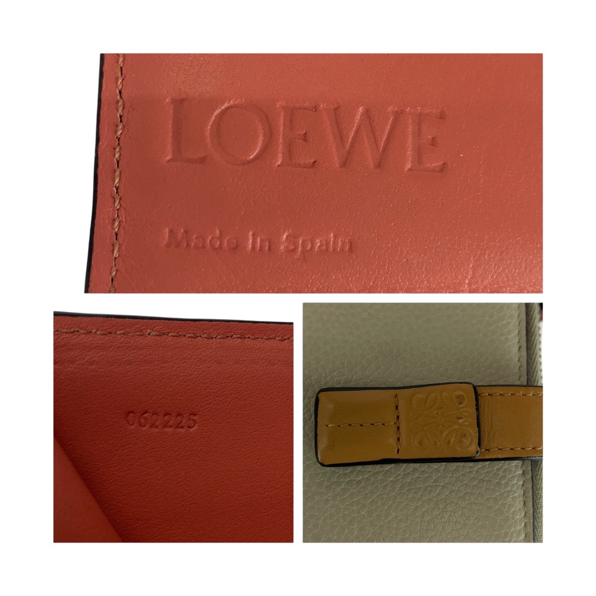 20256
LOEWE ロエベ アナグラム ベージュ ブラウン シルバー金具 レザー 折財布 コンパクトウォレット レディース ABP27