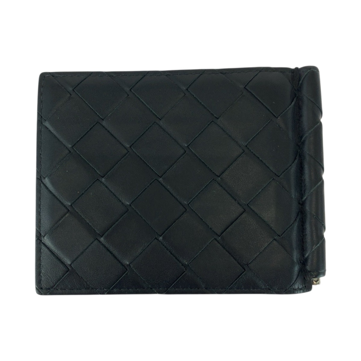 20257
BOTTEGAVENETA ボッテガヴェネタ イントレチャート ブラック 黒 シルバー金具 レザー 折財布 マネークリップ メンズ A35