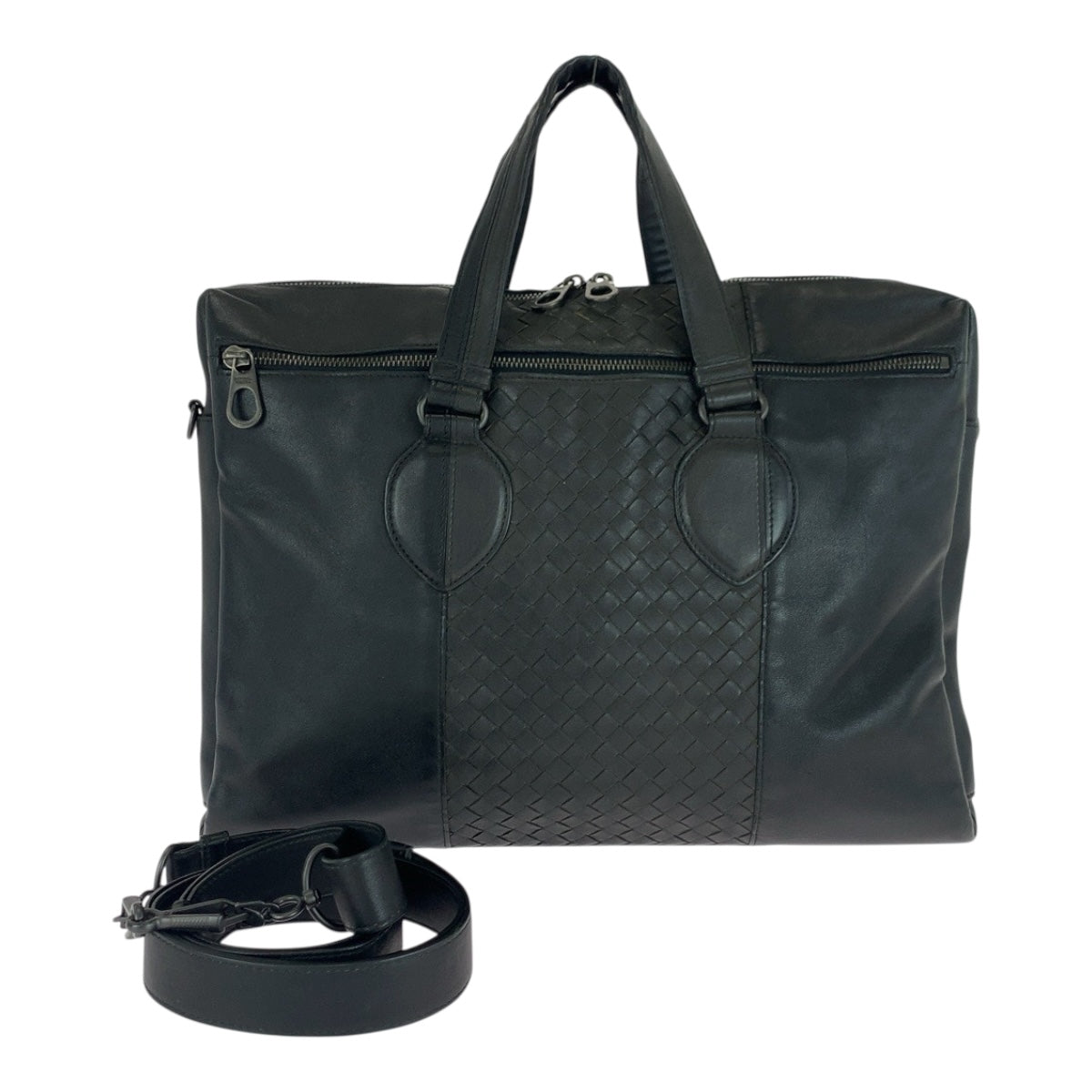 20261
BOTTEGAVENETA ボッテガヴェネタ イントレチャート ブラック 黒 シルバー金具 レザー ビジネスバッグ ブリーフケース ショルダーバッグ メンズ ABP63