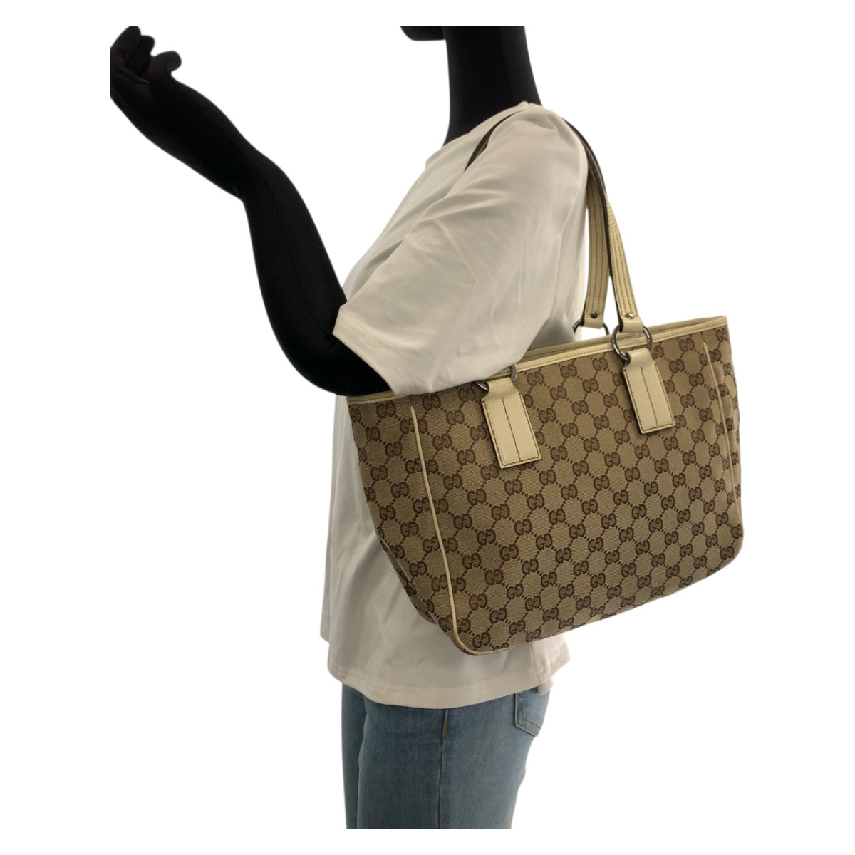 20263
GUCCI グッチ ベージュ シルバー金具 GGキャンバス 113019 トートバッグ ショルダーバッグ レディース ABP36