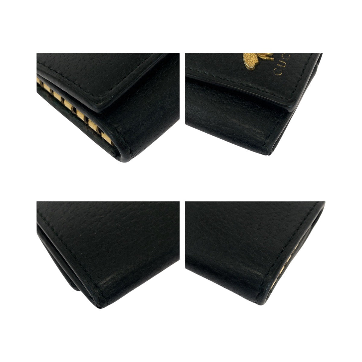 20267
GUCCI グッチ ANIMARU BEE 6連キーケース ブラック 黒 ゴールド金具 レザー 523683 キーケース 6連 男女兼用 メンズ AB7