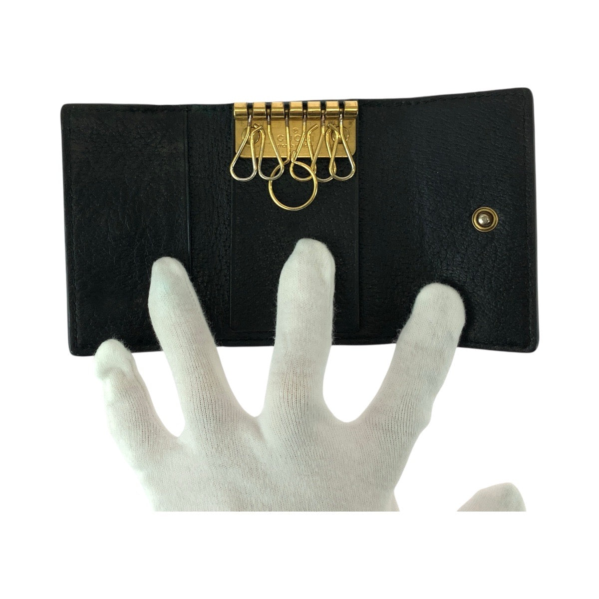 20267
GUCCI グッチ ANIMARU BEE 6連キーケース ブラック 黒 ゴールド金具 レザー 523683 キーケース 6連 男女兼用 メンズ AB7