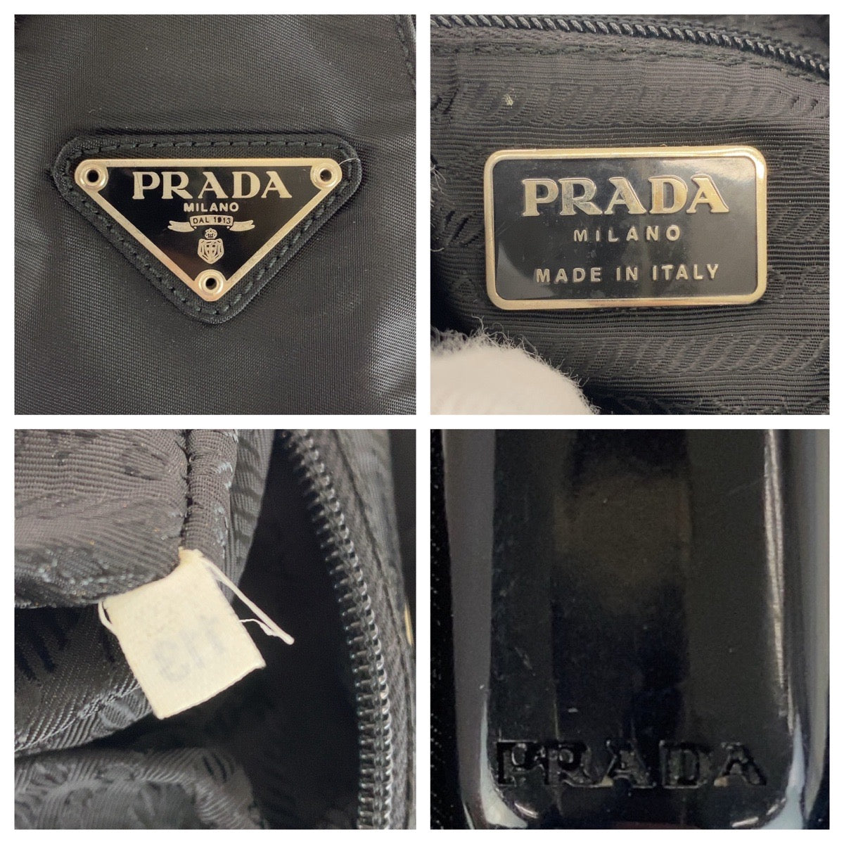 20268
PRADA プラダ テスート 三角ロゴプレート ブラック 黒 シルバー金具 ナイロン / プラスチック ショルダーバッグ ハンドバッグ レディース ABP22