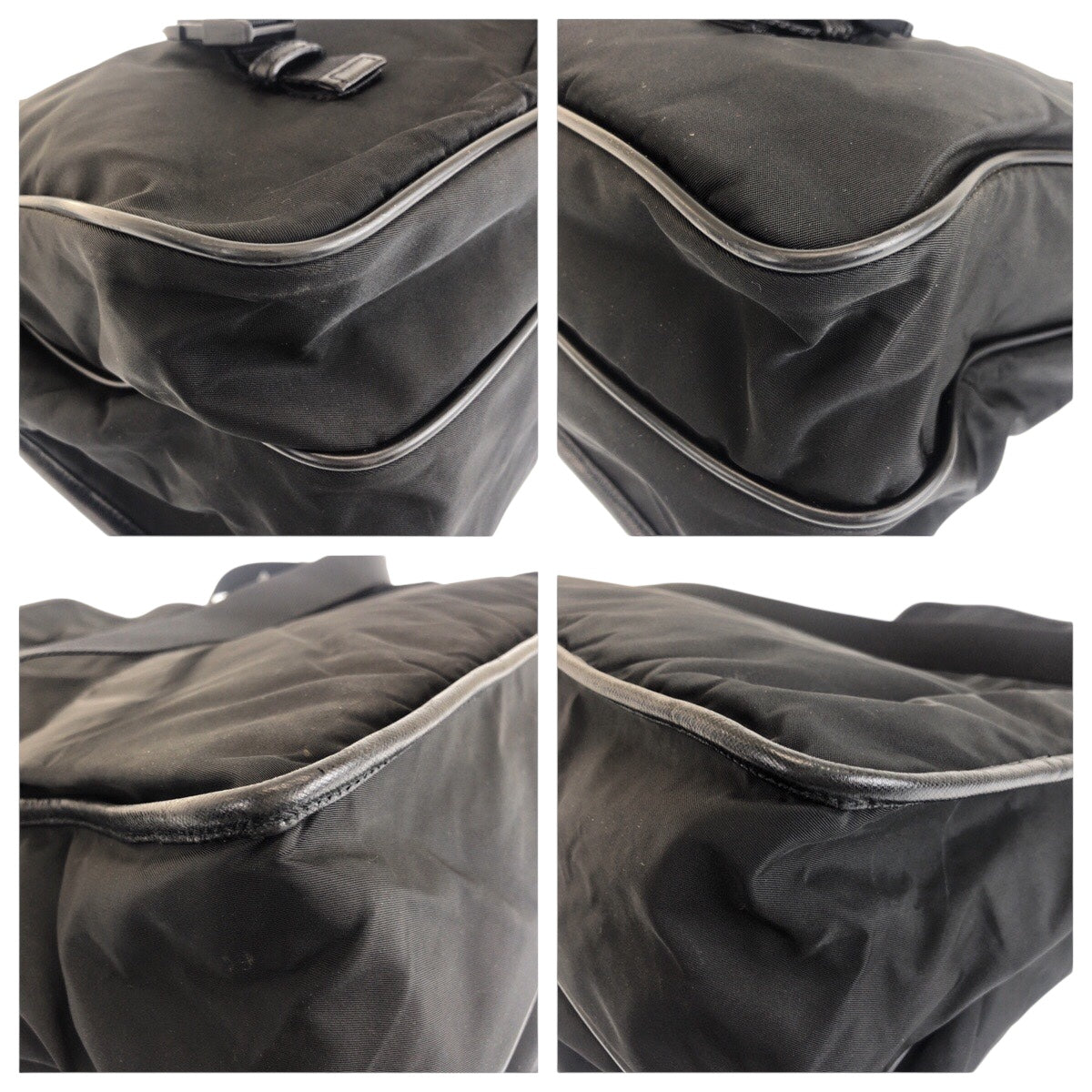 20269
PRADA プラダ テスート 三角ロゴプレート ブラック 黒 シルバー金具 ナイロン / レザー ショルダーバッグ メッセンジャーバッグ メンズ ABP42