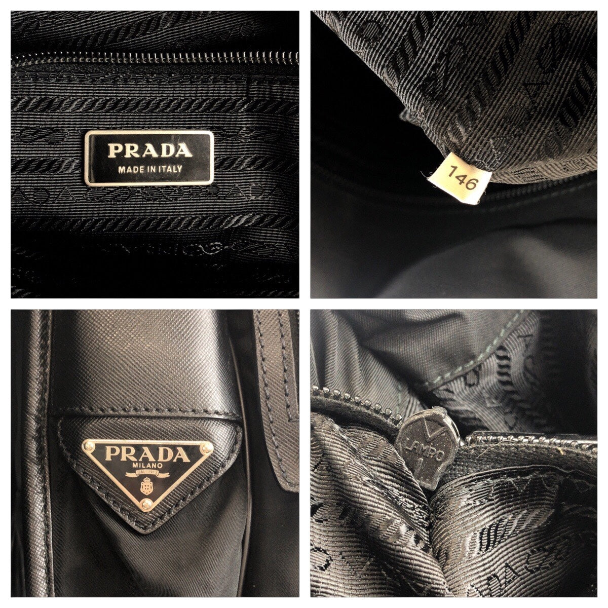 20269
PRADA プラダ テスート 三角ロゴプレート ブラック 黒 シルバー金具 ナイロン / レザー ショルダーバッグ メッセンジャーバッグ メンズ ABP42