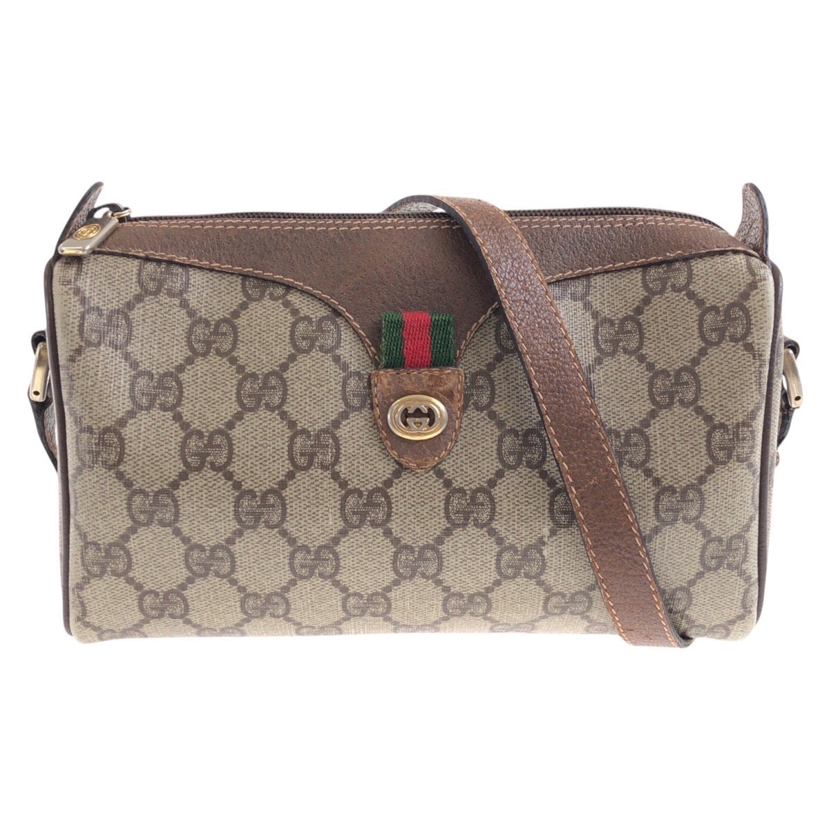 20272
GUCCI グッチ ヴィンテージ オールドグッチ シェリーライン ベージュ ブラウン ゴールド金具 GGスプリームキャンバス 001 904 2018 ショルダーバッグ レディース AB29