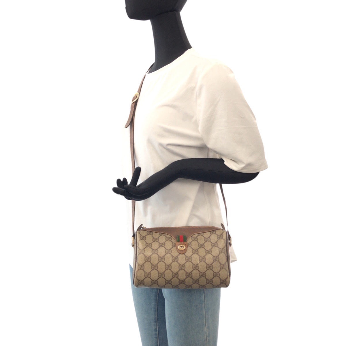 20272
GUCCI グッチ ヴィンテージ オールドグッチ シェリーライン ベージュ ブラウン ゴールド金具 GGスプリームキャンバス 001 904 2018 ショルダーバッグ レディース AB29
