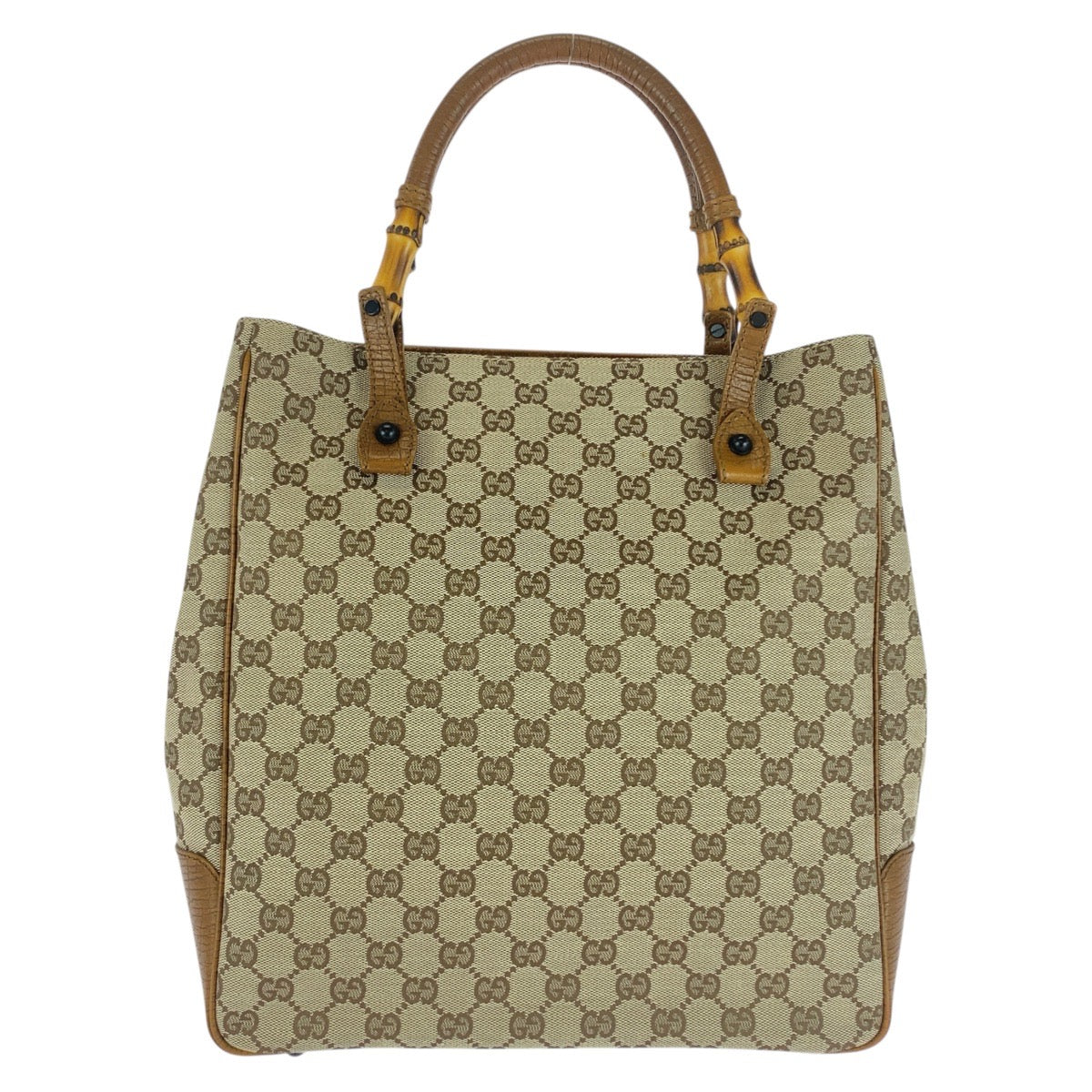 20273
GUCCI Gucci Bamboo Beige Brown Black Hardware GG Canvas 112530 Tote Bag Shoulder Bag Women's A42