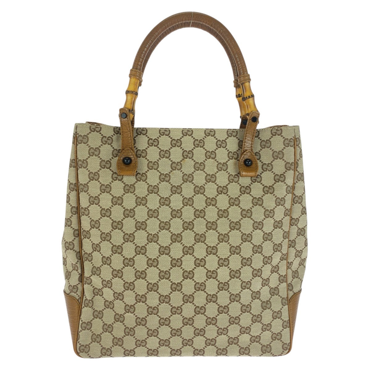 20273
GUCCI Gucci Bamboo Beige Brown Black Hardware GG Canvas 112530 Tote Bag Shoulder Bag Women's A42