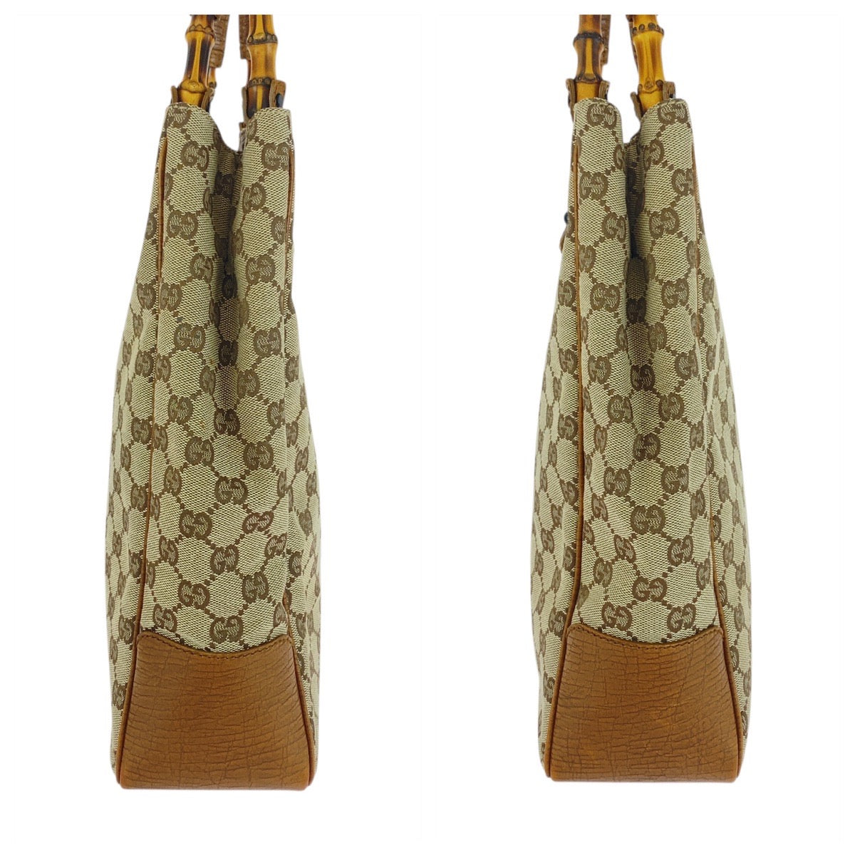 20273
GUCCI Gucci Bamboo Beige Brown Black Hardware GG Canvas 112530 Tote Bag Shoulder Bag Women's A42