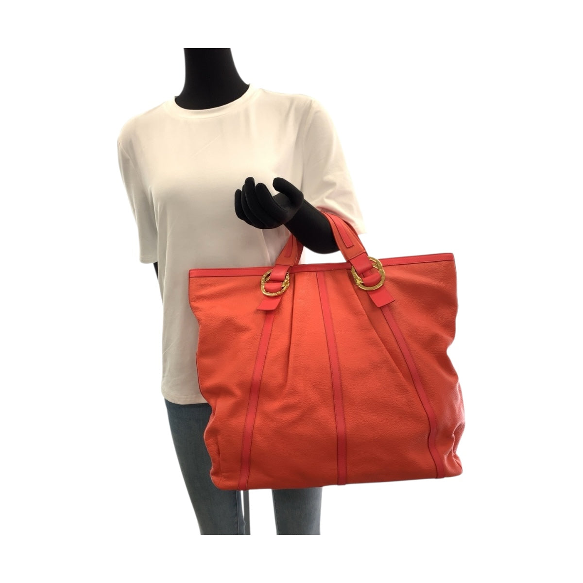 20275
BVLGARI ブルガリ チャンドラ ピンク ゴールド金具 レザー トートバッグ ハンドバッグ レディース ABP28