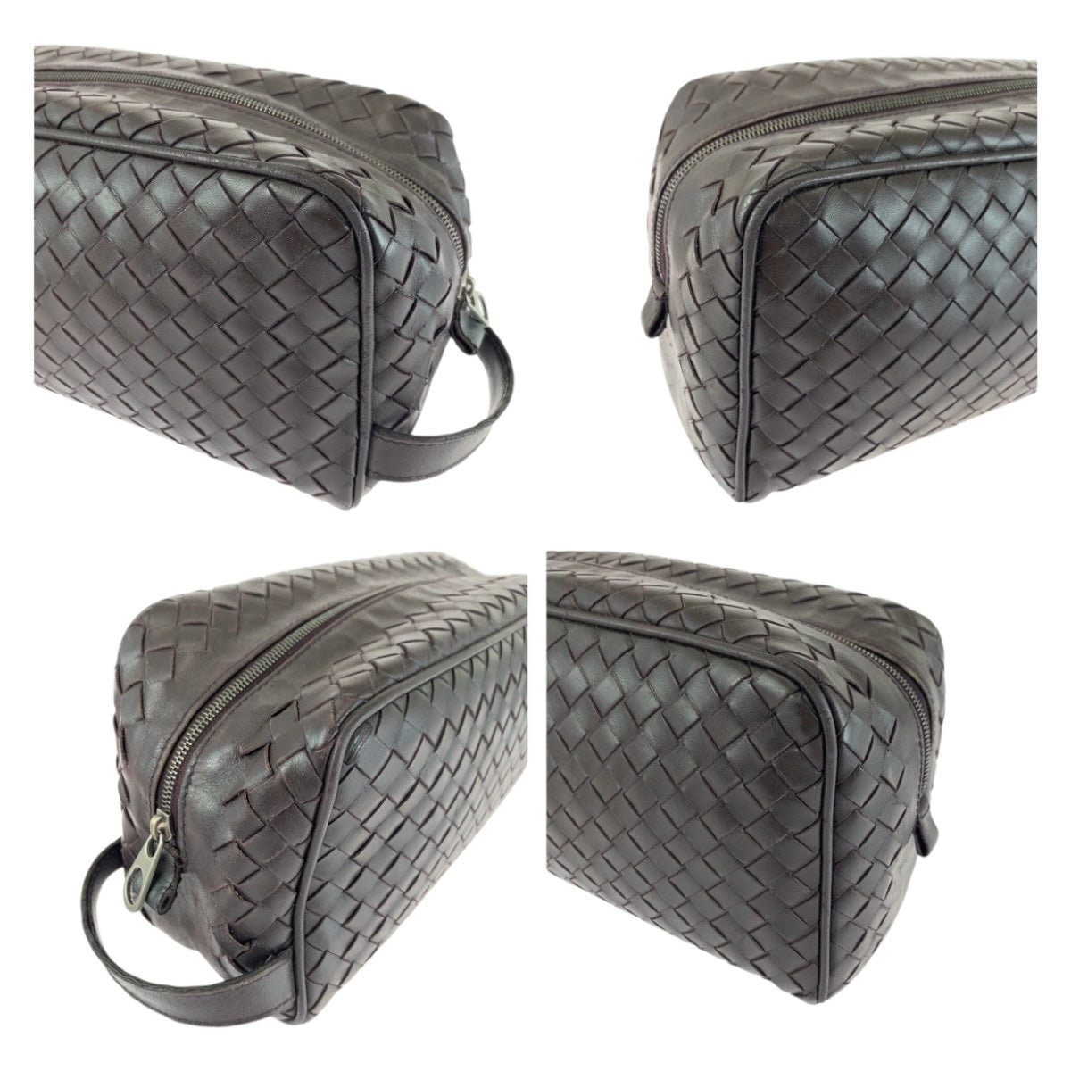 20276
BOTTEGAVENETA ボッテガヴェネタ イントレチャート ブラウン シルバー金具 レザー セカンドバッグ ハンドバッグ メンズ ABP29