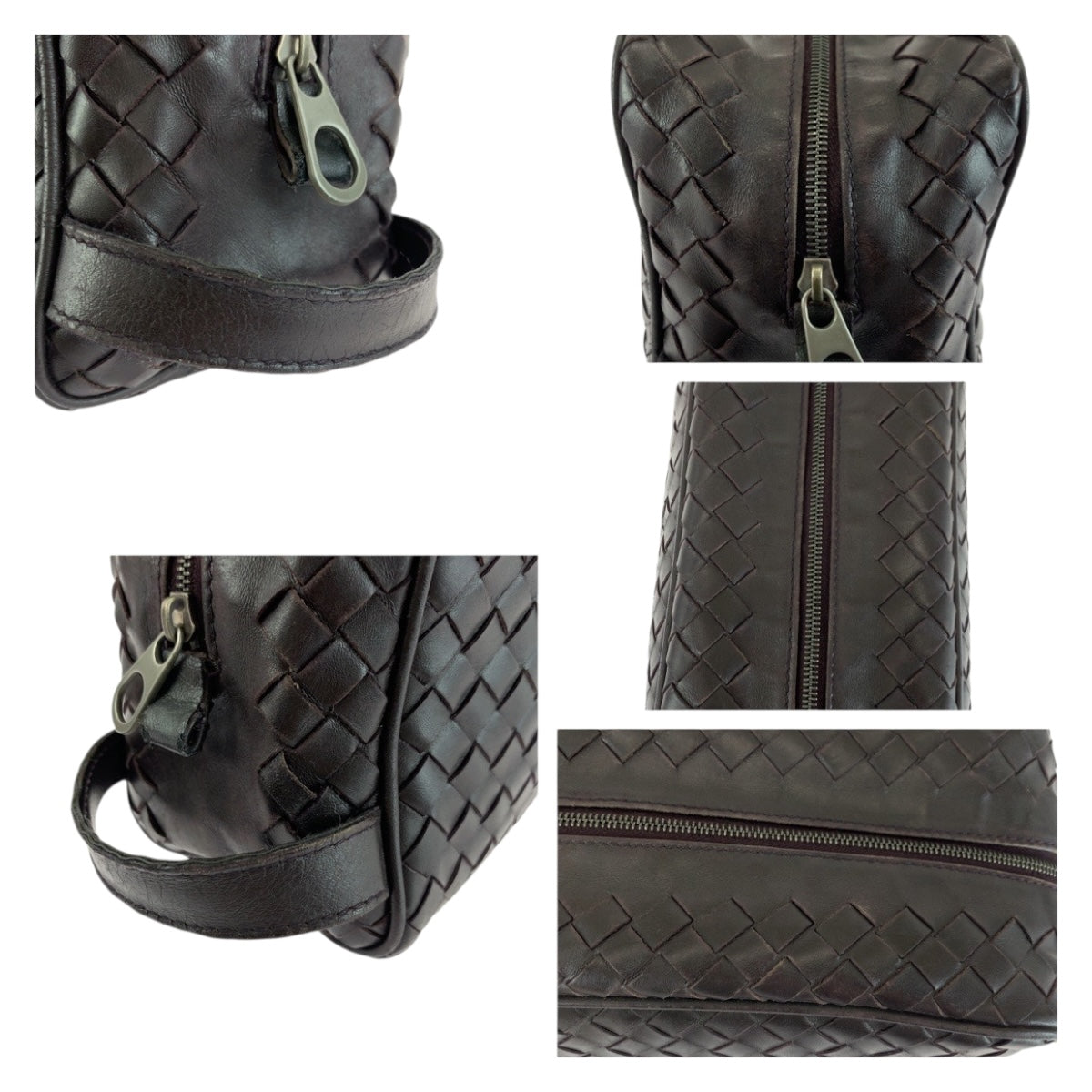 20276
BOTTEGAVENETA ボッテガヴェネタ イントレチャート ブラウン シルバー金具 レザー セカンドバッグ ハンドバッグ メンズ ABP29
