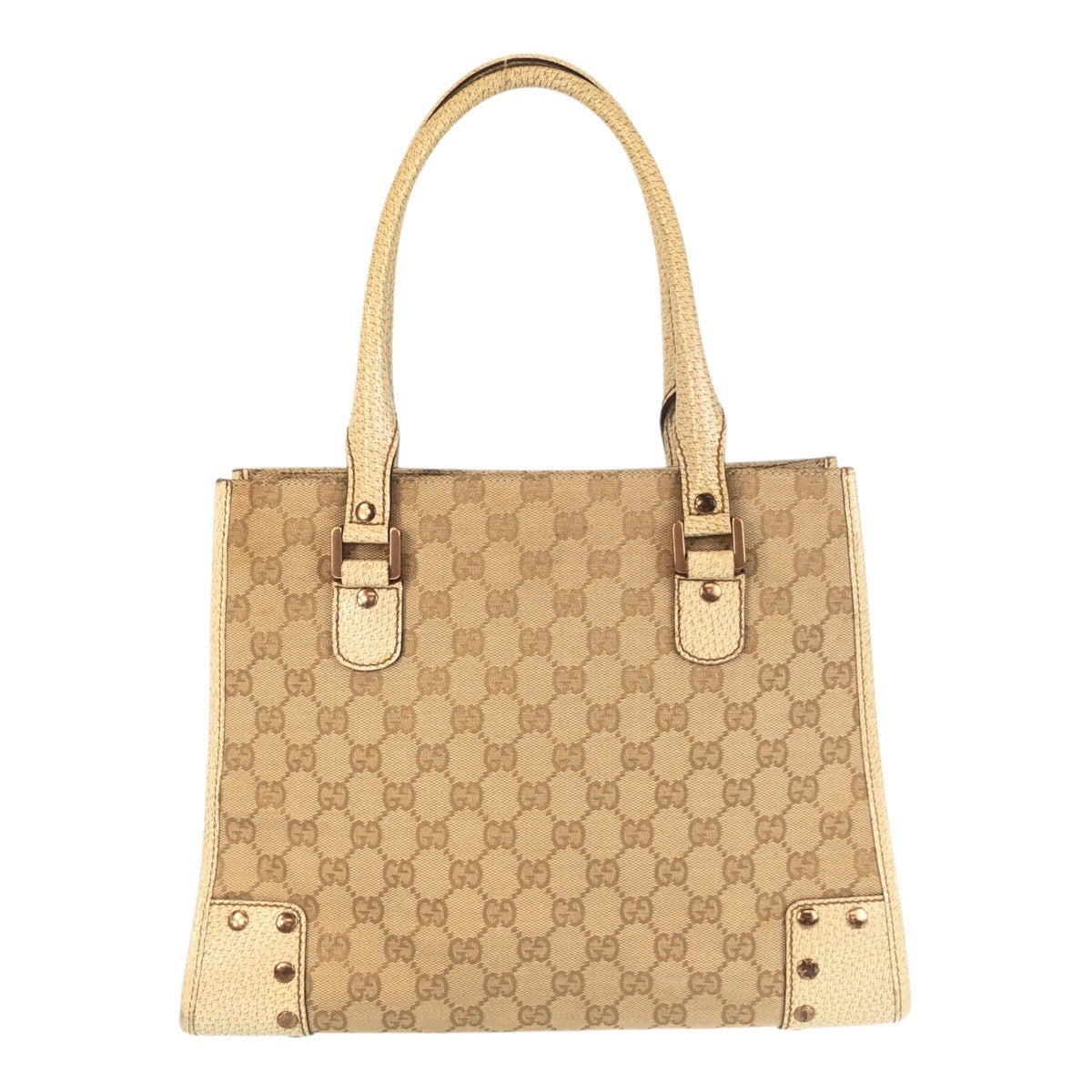 20277
GUCCI グッチ GGキャンバス スタッズ アイボリー ゴールド 金具 キャンバス / レザー 124260 トートバッグ ショルダーバッグ レディース AB35