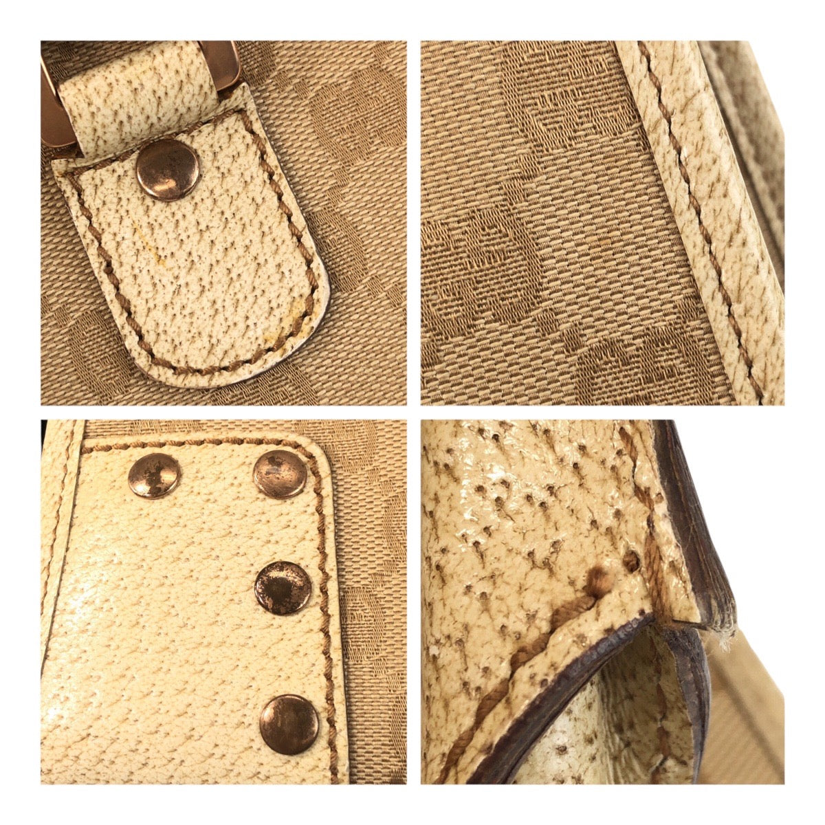 20277
GUCCI グッチ GGキャンバス スタッズ アイボリー ゴールド 金具 キャンバス / レザー 124260 トートバッグ ショルダーバッグ レディース AB35