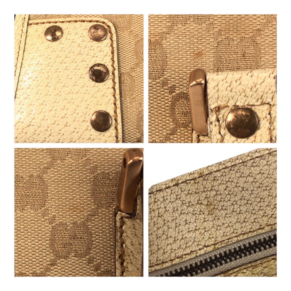 20277
GUCCI グッチ GGキャンバス スタッズ アイボリー ゴールド 金具 キャンバス / レザー 124260 トートバッグ ショルダーバッグ レディース AB35