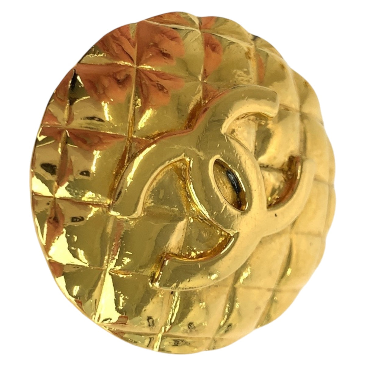 20278
CHANEL シャネル ヴィンテージ マトラッセ ココマーク ゴールド メッキ イヤリング 2 6刻印 レディース A42