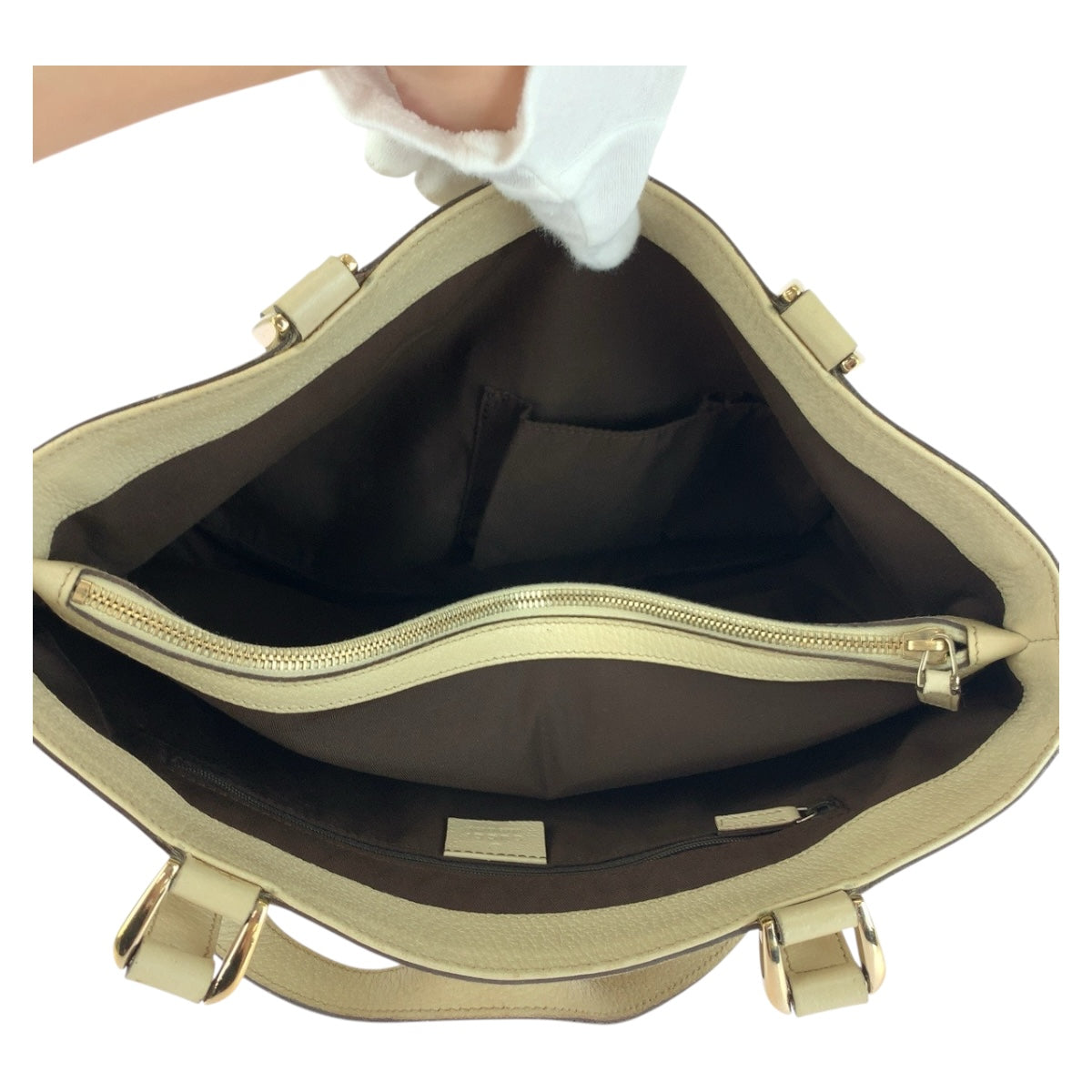 20279
GUCCI グッチ アビー ベージュ ホワイト ゴールド金具 GGキャンバス 17004 トートバッグ ショルダーバッグ レディース AB29