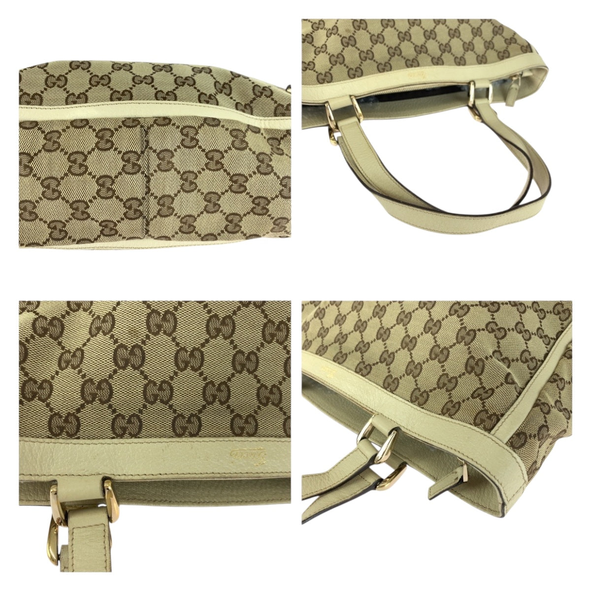 20279
GUCCI グッチ アビー ベージュ ホワイト ゴールド金具 GGキャンバス 17004 トートバッグ ショルダーバッグ レディース AB29