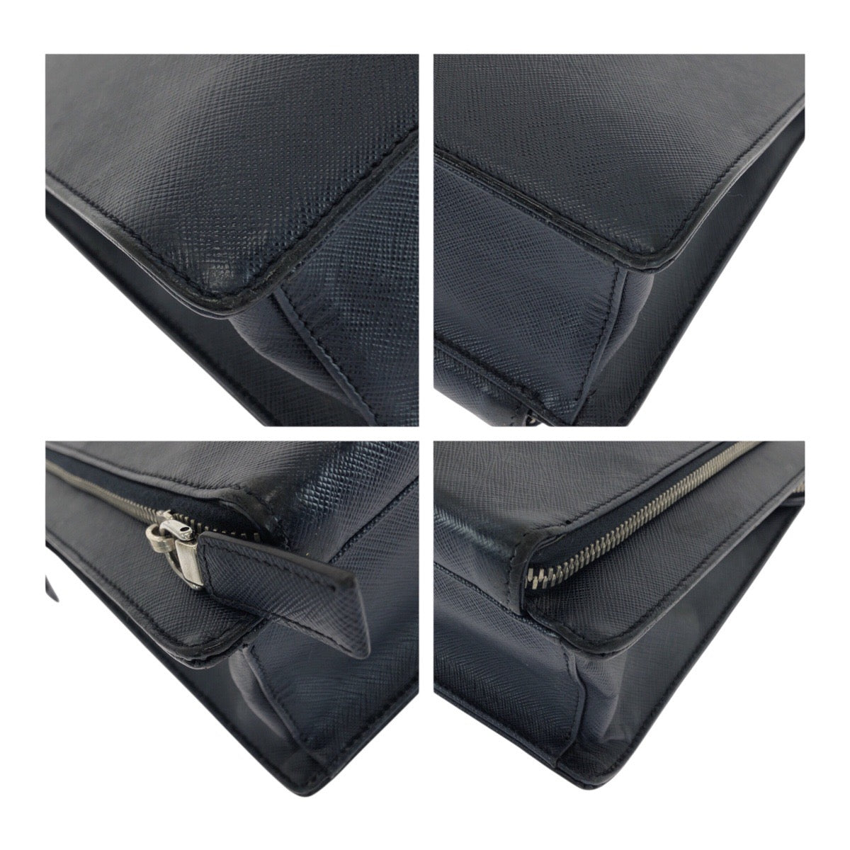 20282
PRADA プラダ サフィアーノ 三角ロゴプレート ネイビー シルバー金具 レザー ビジネスバッグ ハンドバッグ メンズ AB57