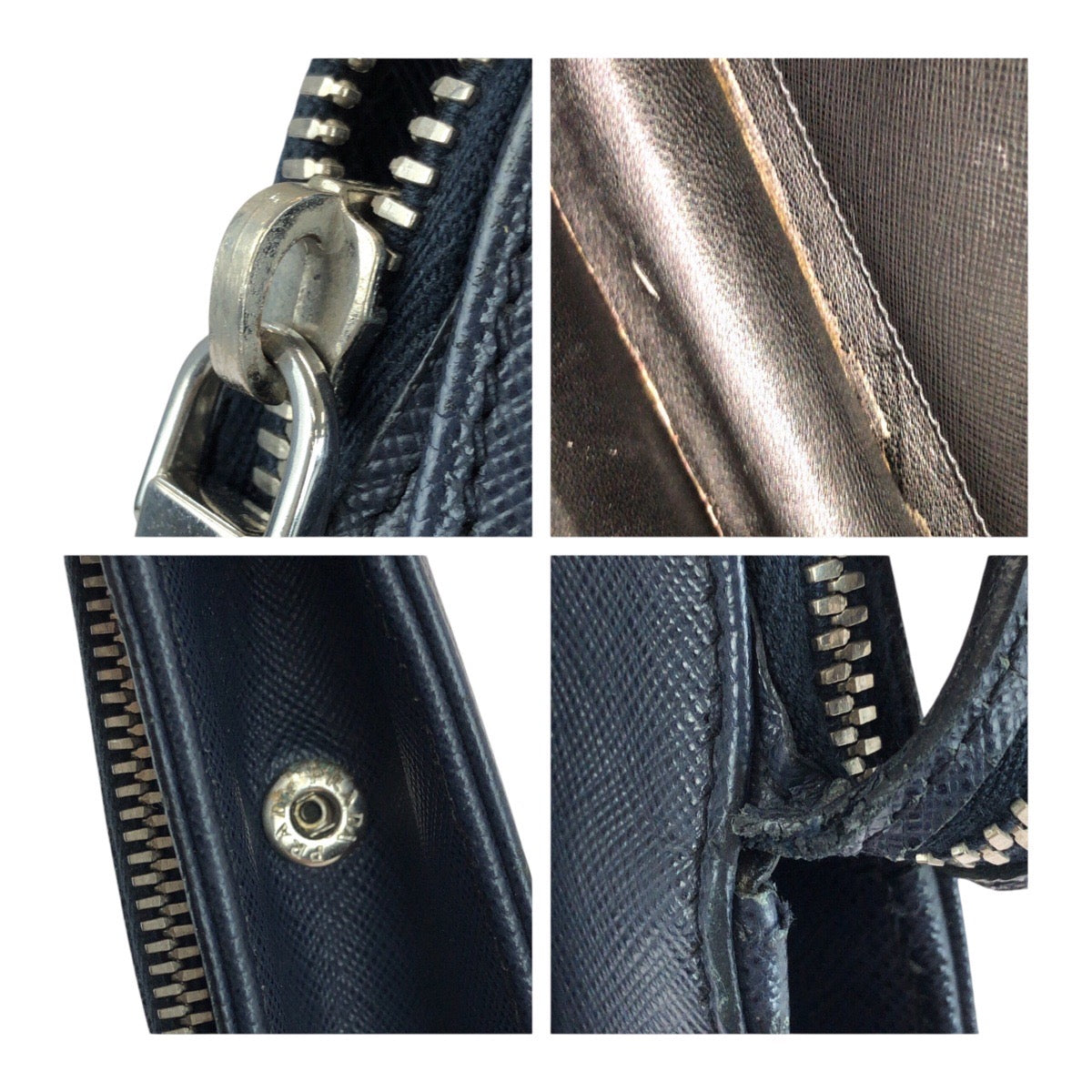 20282
PRADA プラダ サフィアーノ 三角ロゴプレート ネイビー シルバー金具 レザー ビジネスバッグ ハンドバッグ メンズ AB57