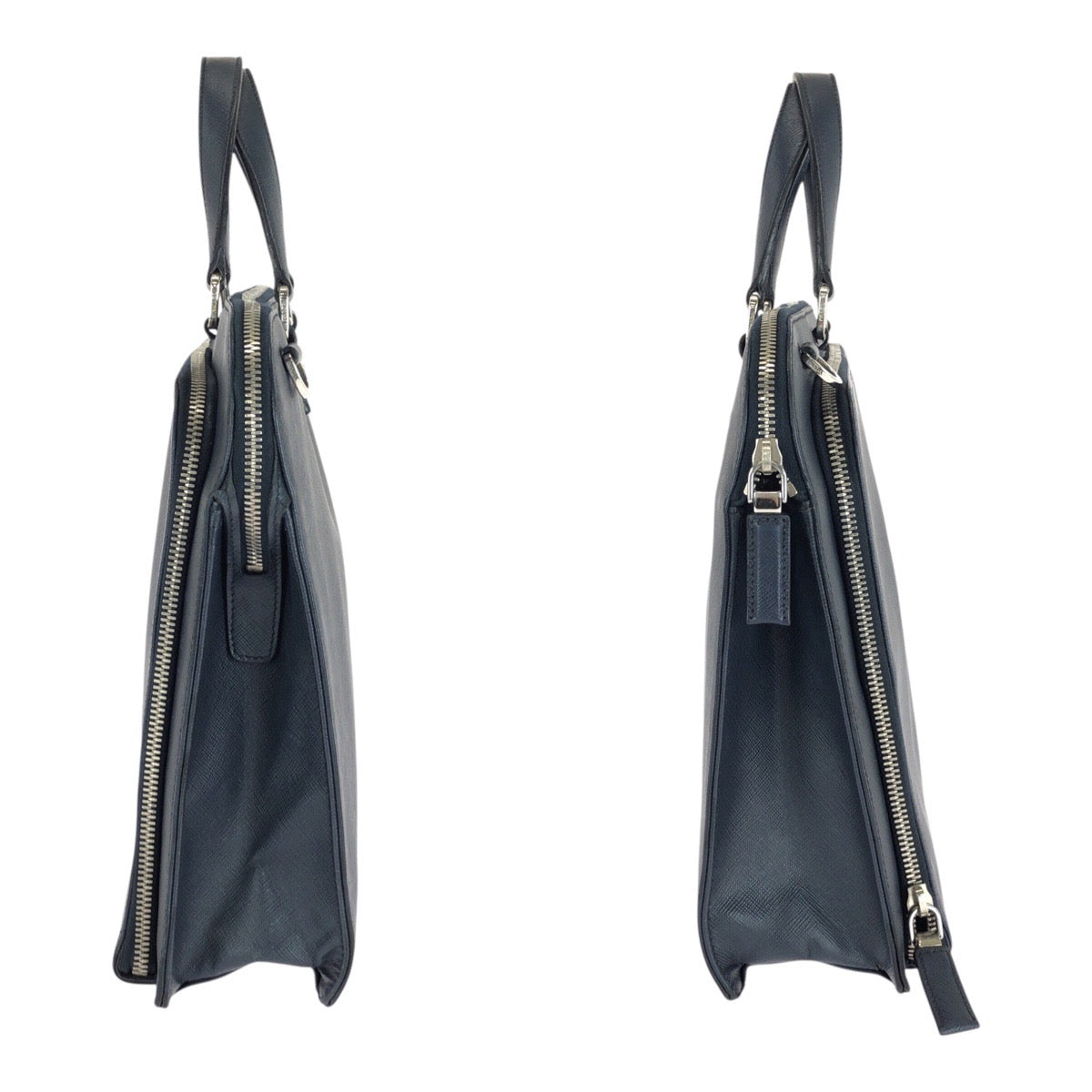 20282
PRADA プラダ サフィアーノ 三角ロゴプレート ネイビー シルバー金具 レザー ビジネスバッグ ハンドバッグ メンズ AB57