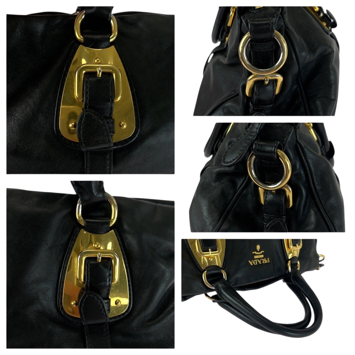 20283
PRADA プラダ ロゴ ブラック 黒 ゴールド金具 レザー BN1903 ショルダーバッグ ハンドバッグ レディース ABP49