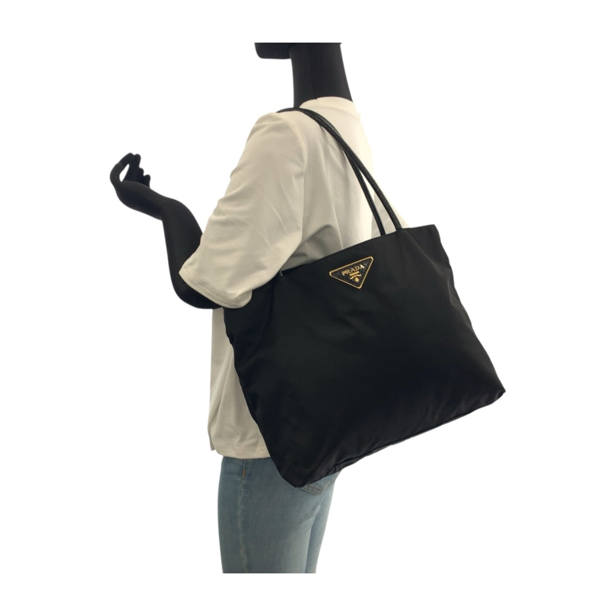 20287
PRADA プラダ テスート 三角ロゴプレート ブラック 黒 シルバー金具 ナイロン トートバッグ ショルダーバッグ レディース ABP36