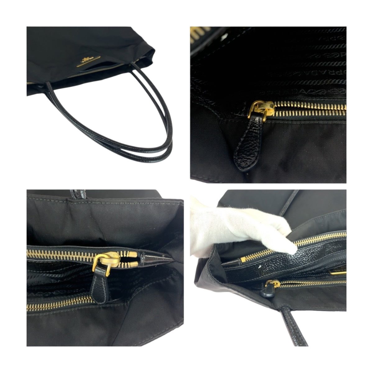 20287
PRADA プラダ テスート 三角ロゴプレート ブラック 黒 シルバー金具 ナイロン トートバッグ ショルダーバッグ レディース ABP36