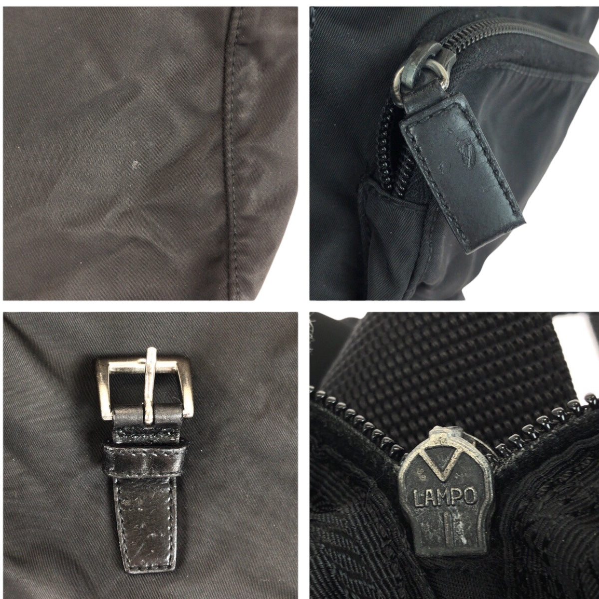 20288
PRADA プラダ テスート 三角ロゴプレート ブラック 黒 シルバー金具 ナイロン / レザー ショルダーバッグ ポシェット レディース ABP35