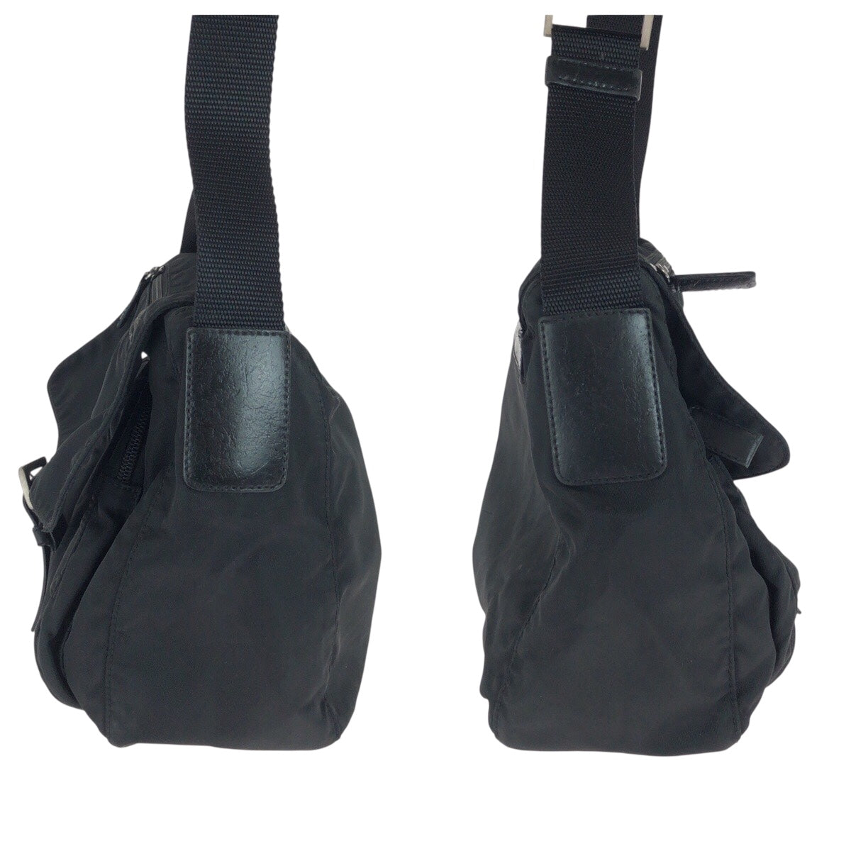 20288
PRADA プラダ テスート 三角ロゴプレート ブラック 黒 シルバー金具 ナイロン / レザー ショルダーバッグ ポシェット レディース ABP35