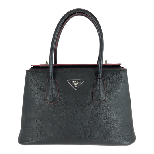 20289
PRADA プラダ サフィアーノ ブラック レッド シルバー金具 レザー ハンドバッグ トートバッグ レディース ABP65