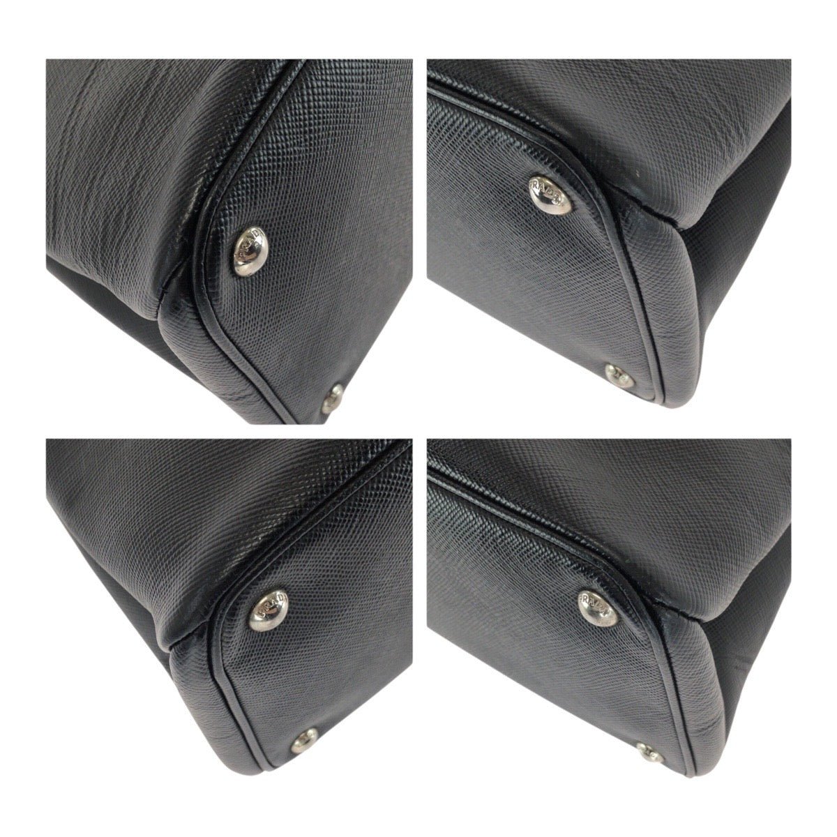 20289
PRADA プラダ サフィアーノ ブラック レッド シルバー金具 レザー ハンドバッグ トートバッグ レディース ABP65