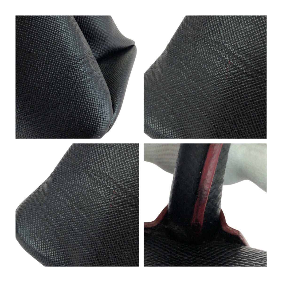 20289
PRADA プラダ サフィアーノ ブラック レッド シルバー金具 レザー ハンドバッグ トートバッグ レディース ABP65