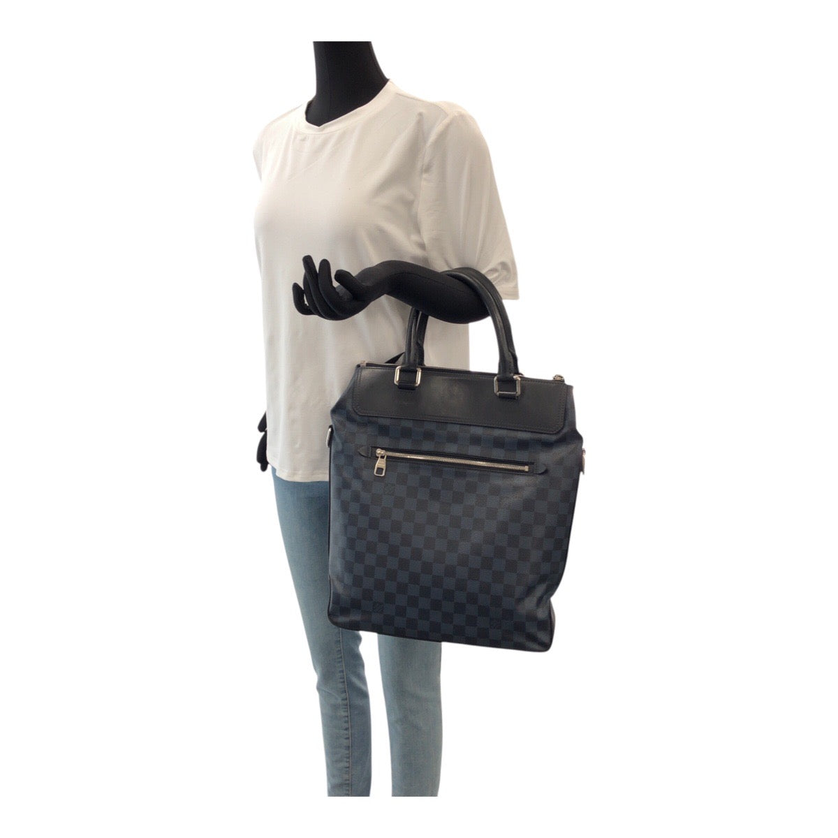 20290
LOUIS VUITTON ルイヴィトン ダミエ コバルト グリニッジ ネイビー ブラック シルバー金具 PVC / レザー N41351 ビジネスバッグ トートバッグ メンズ ABP850