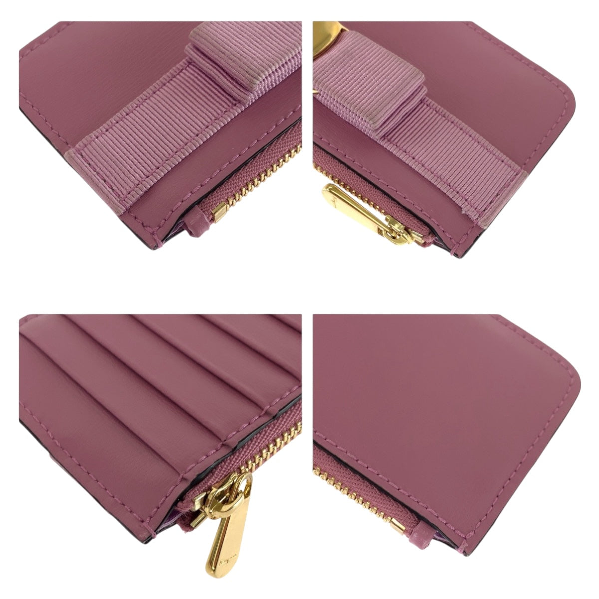 20292
Salvatore Ferragamo サルヴァトーレフェラガモ ヴィラリボン ピンク ゴールド金具 レザー コインケース フラグメントケース レディース ABP14