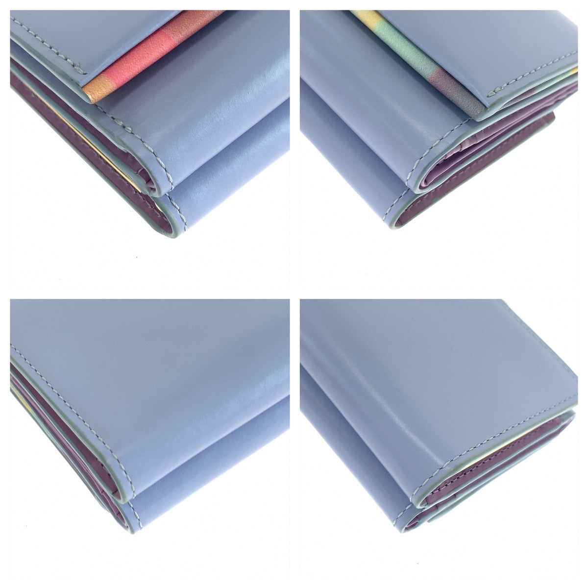 20297
PAUL SMITH COLLECTION ポールスミスコレクション ブルー マルチカラー レザー 折財布 コンパクトウォレット レディース A14