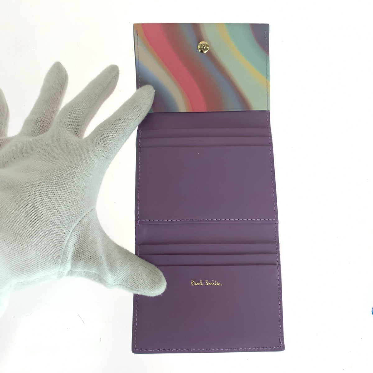 20297
PAUL SMITH COLLECTION ポールスミスコレクション ブルー マルチカラー レザー 折財布 コンパクトウォレット レディース A14