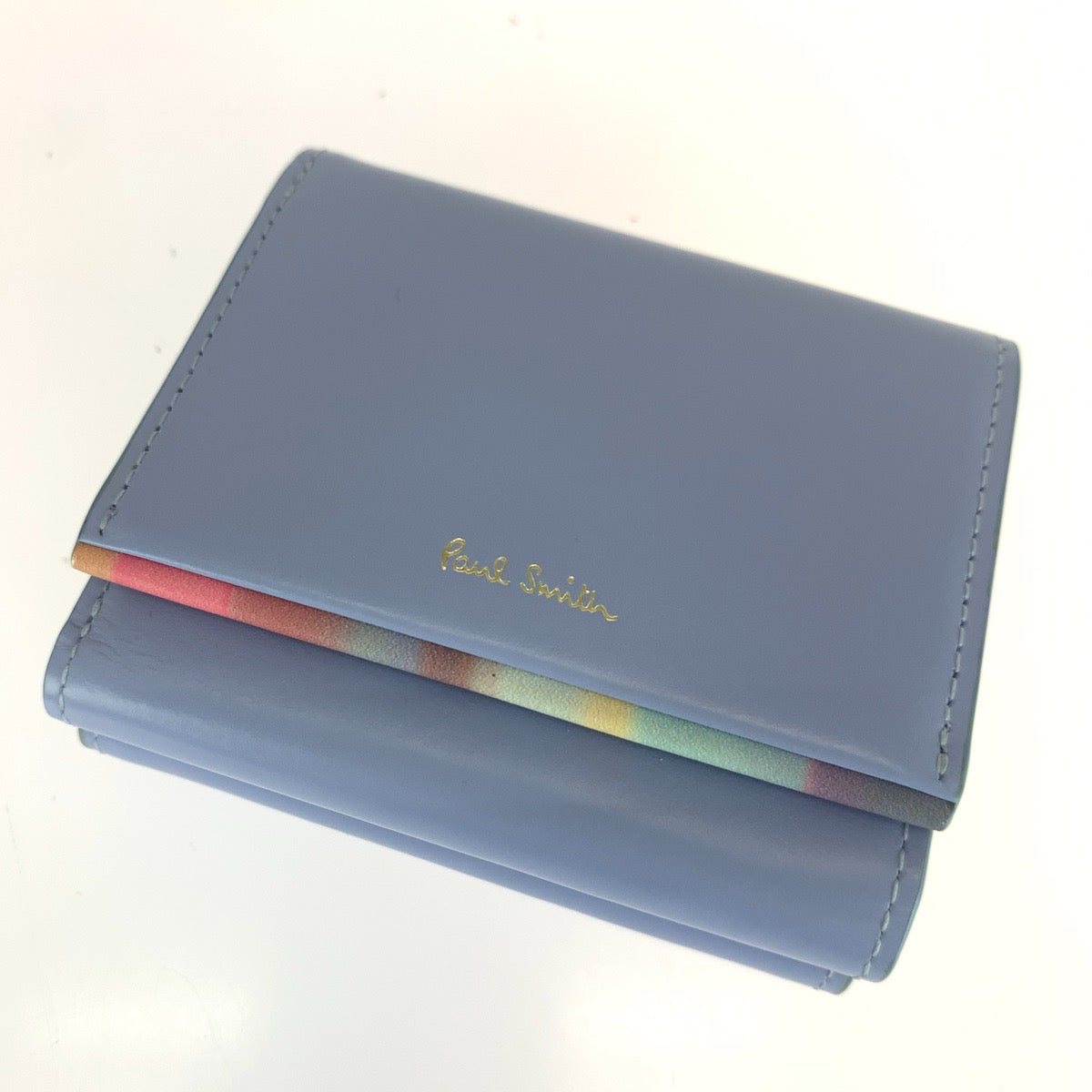20297
PAUL SMITH COLLECTION ポールスミスコレクション ブルー マルチカラー レザー 折財布 コンパクトウォレット レディース A14